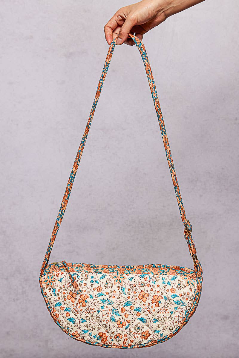 Golden Meadow Quilted Crescent Crossbody