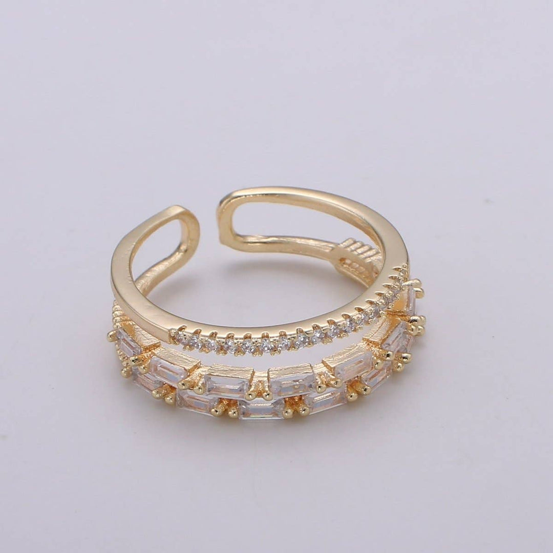 Luxe Layered Baguette &amp; Micro-Paved Statement Ring