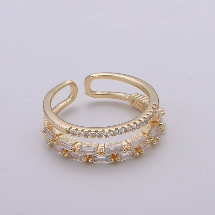 Luxe Layered Baguette &amp; Micro-Paved Statement Ring