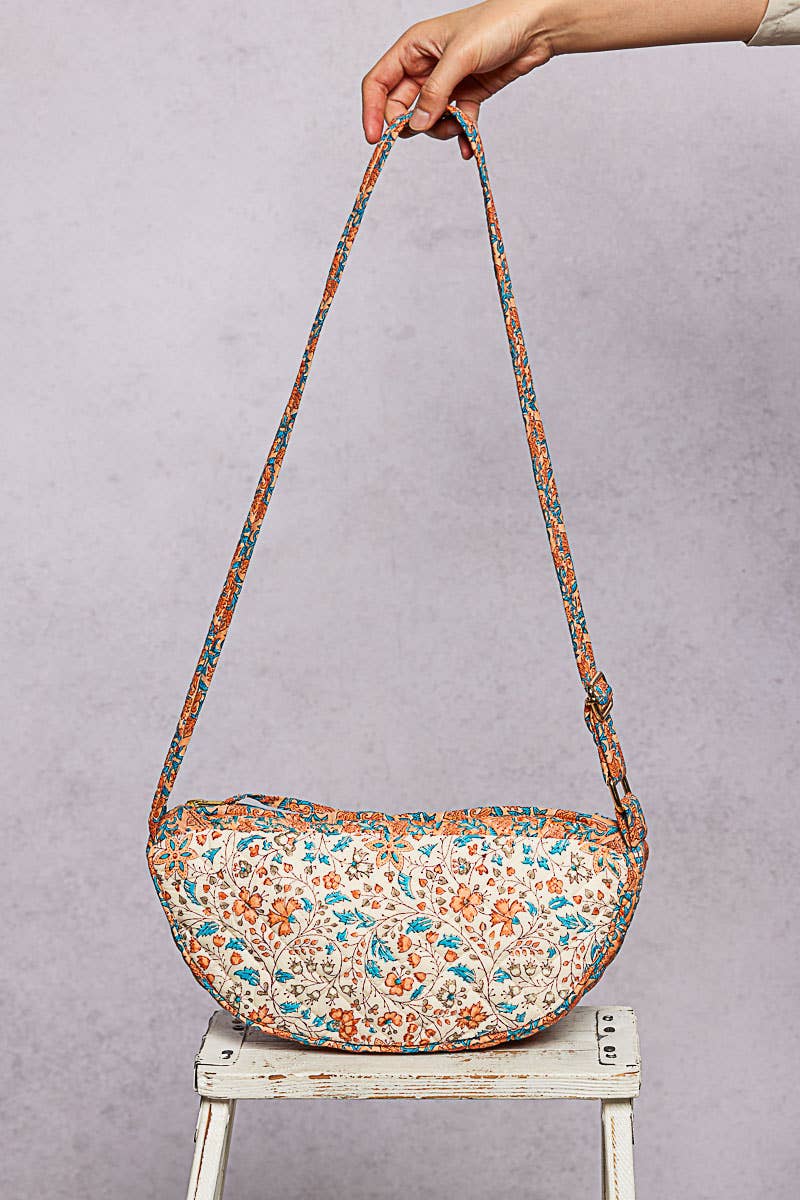 Golden Meadow Quilted Crescent Crossbody