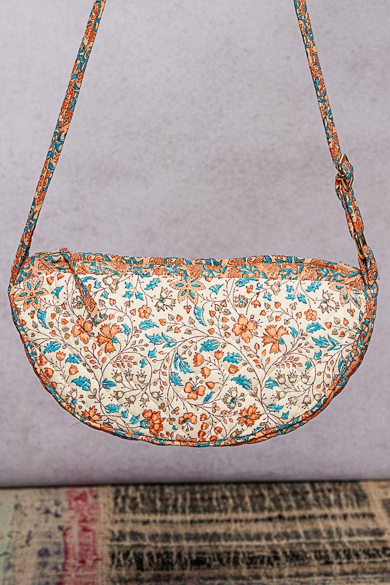 Golden Meadow Quilted Crescent Crossbody