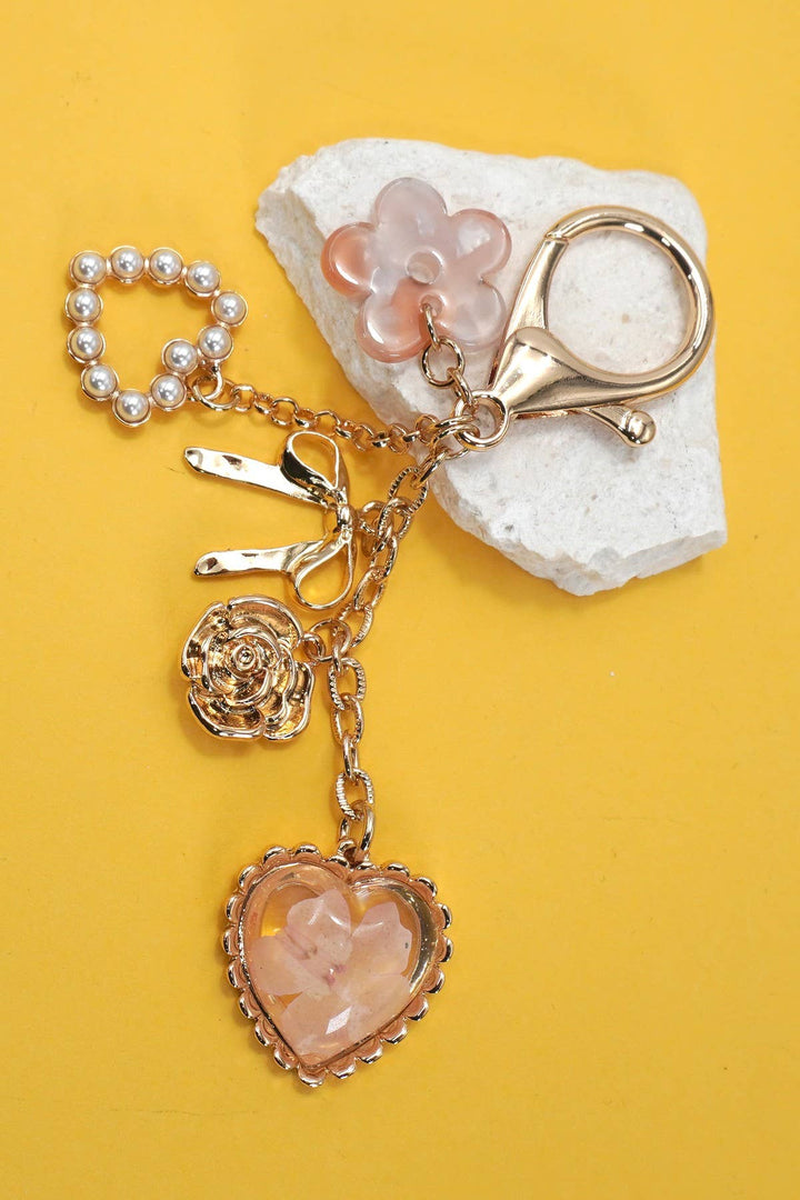 Bag Charm - Pressed Flowers, Bow, Pearl, Heart Charms