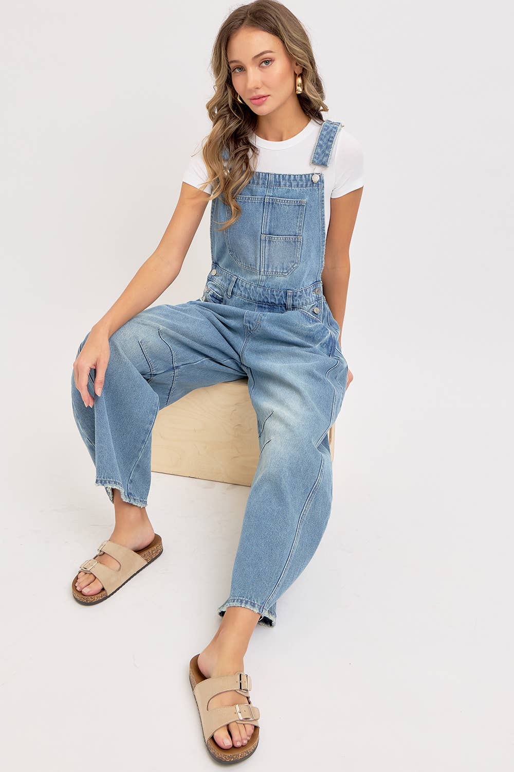 Barrel-Leg Denim Overalls