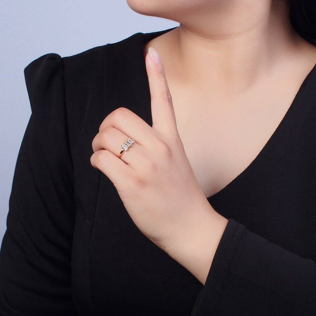 Minimalist Baguette Stone Stackable Ring