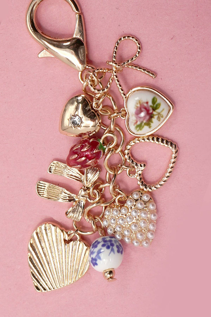 Porcelain Bows, Heart, Strawberry Bag Charm