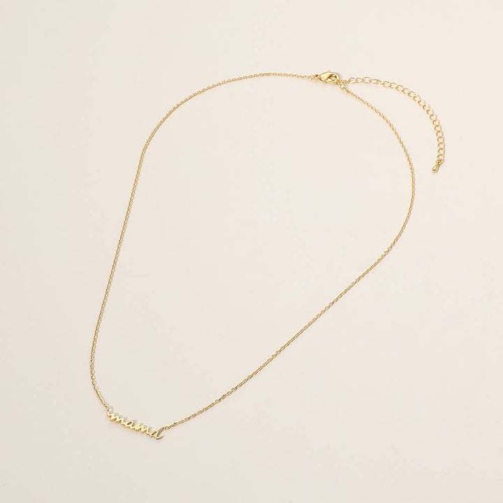 Script MAMA Plate Pendant Necklace