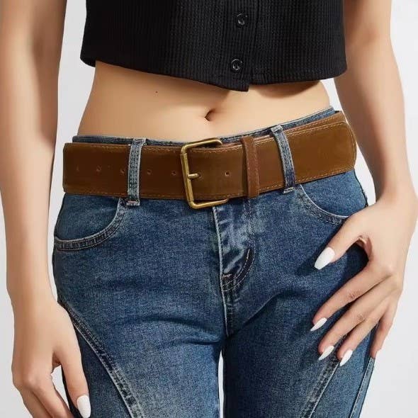 Vintage Inspired Belt with Gold Buckle