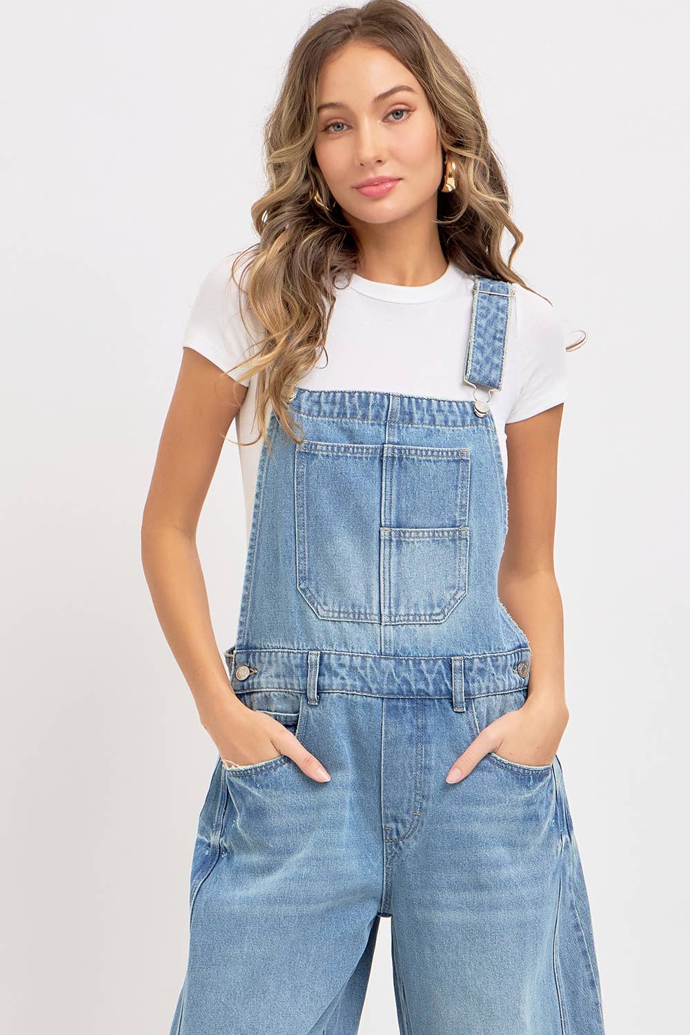 Barrel-Leg Denim Overalls