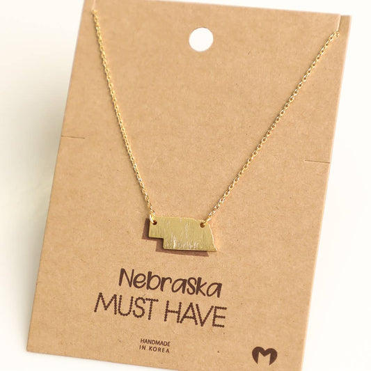 Nebraska State Necklace: Gold