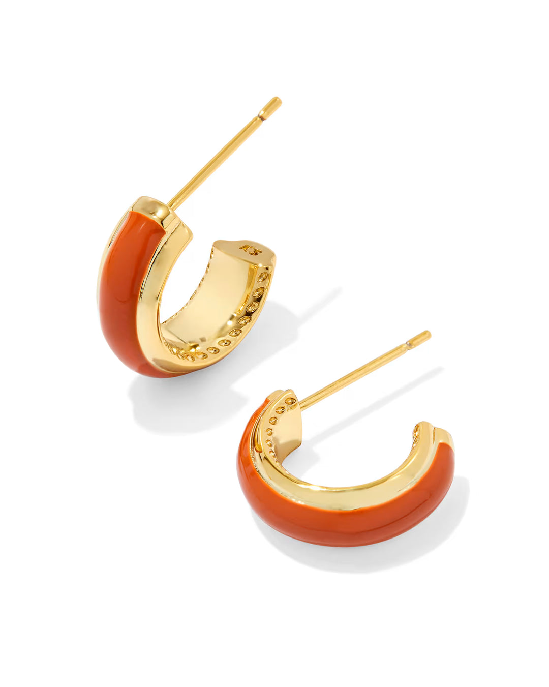 Ainsley Huggie Earring - Gold Red Enamel