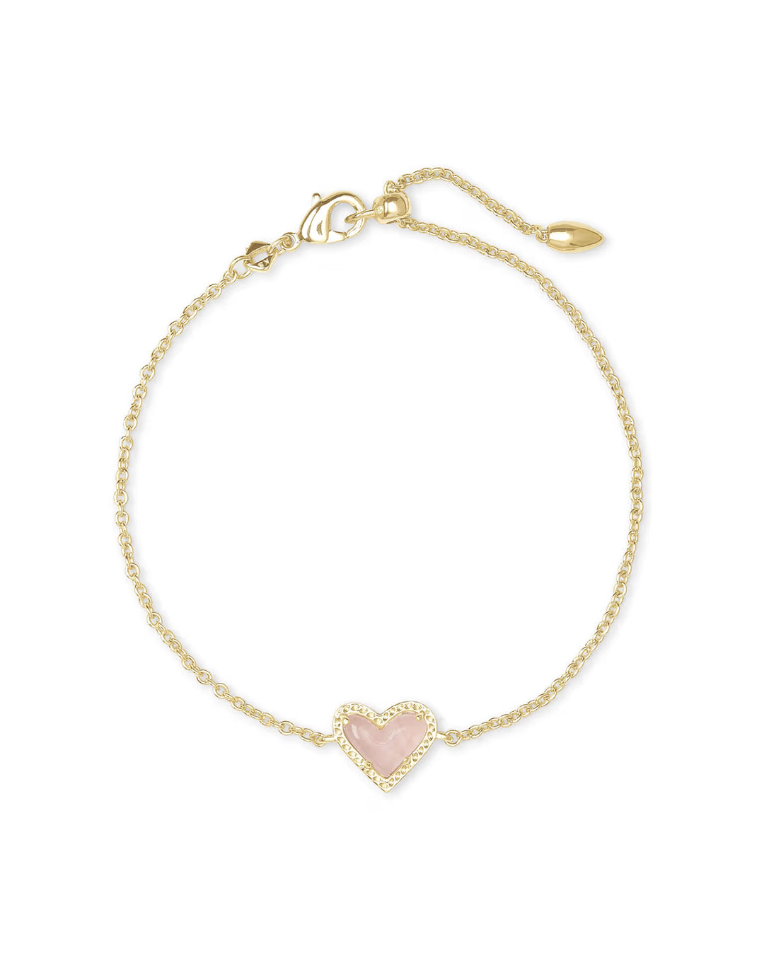 Ari Heart Gold Chain Bracelet - Rose Quartz