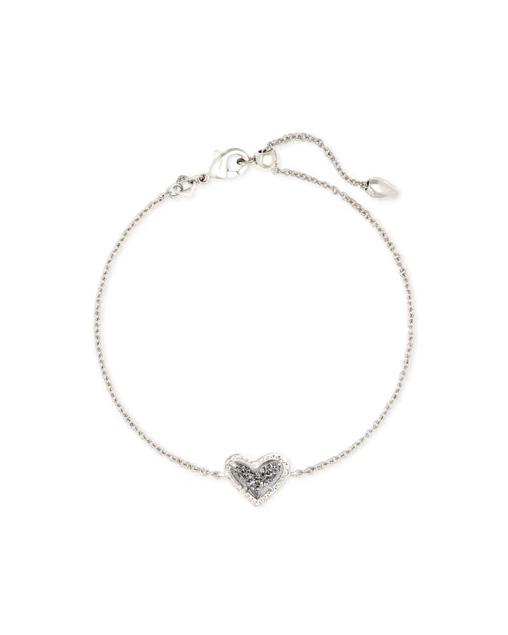 Ari Heart Silver Chain Bracelet  - Platinum Drusy