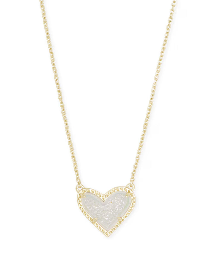 Ari Heart Gold Pendant Necklace - Iridescent Drusy