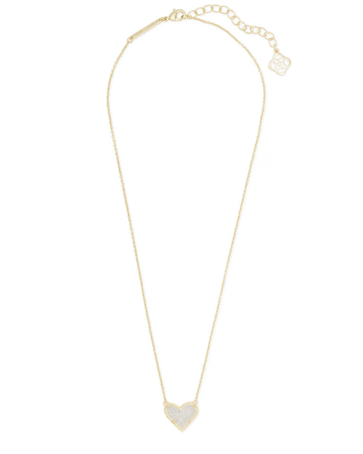 Ari Heart Gold Pendant Necklace - Iridescent Drusy