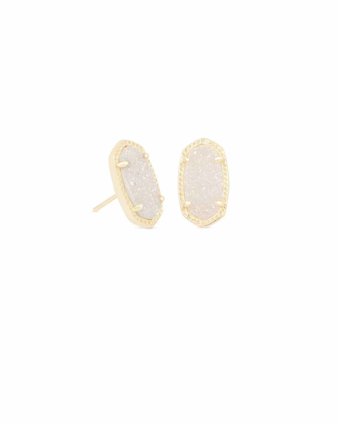 Ellie Gold Stud Earrings - Iridescent Drusy