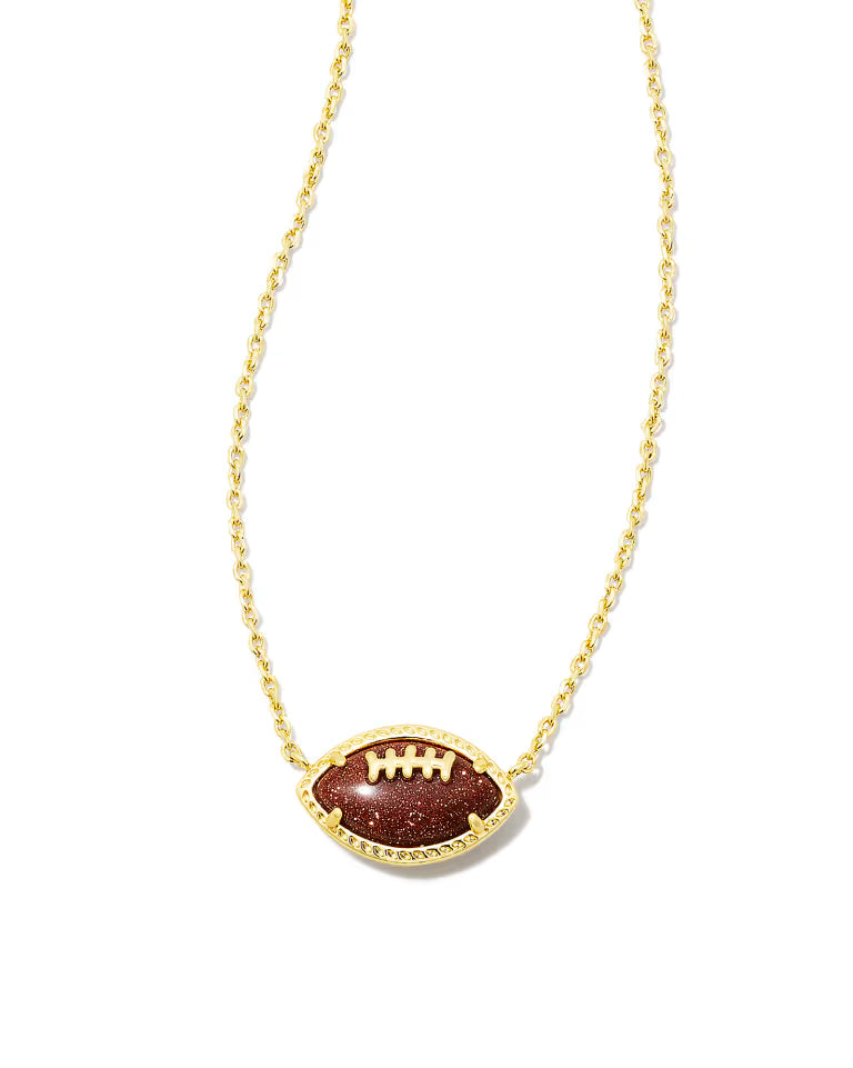 Football Pendant Necklace - Gold