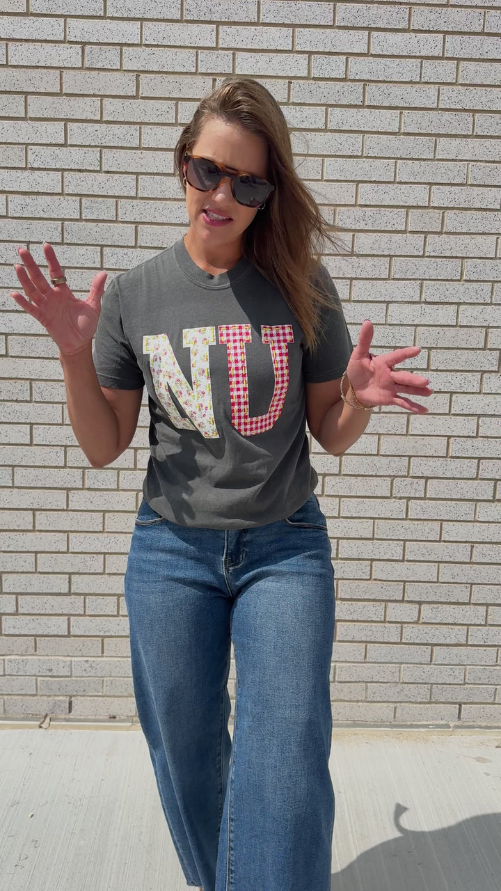 Nebraska Huskers Quilted Puff Ink Pepper Comfort Colors Tee