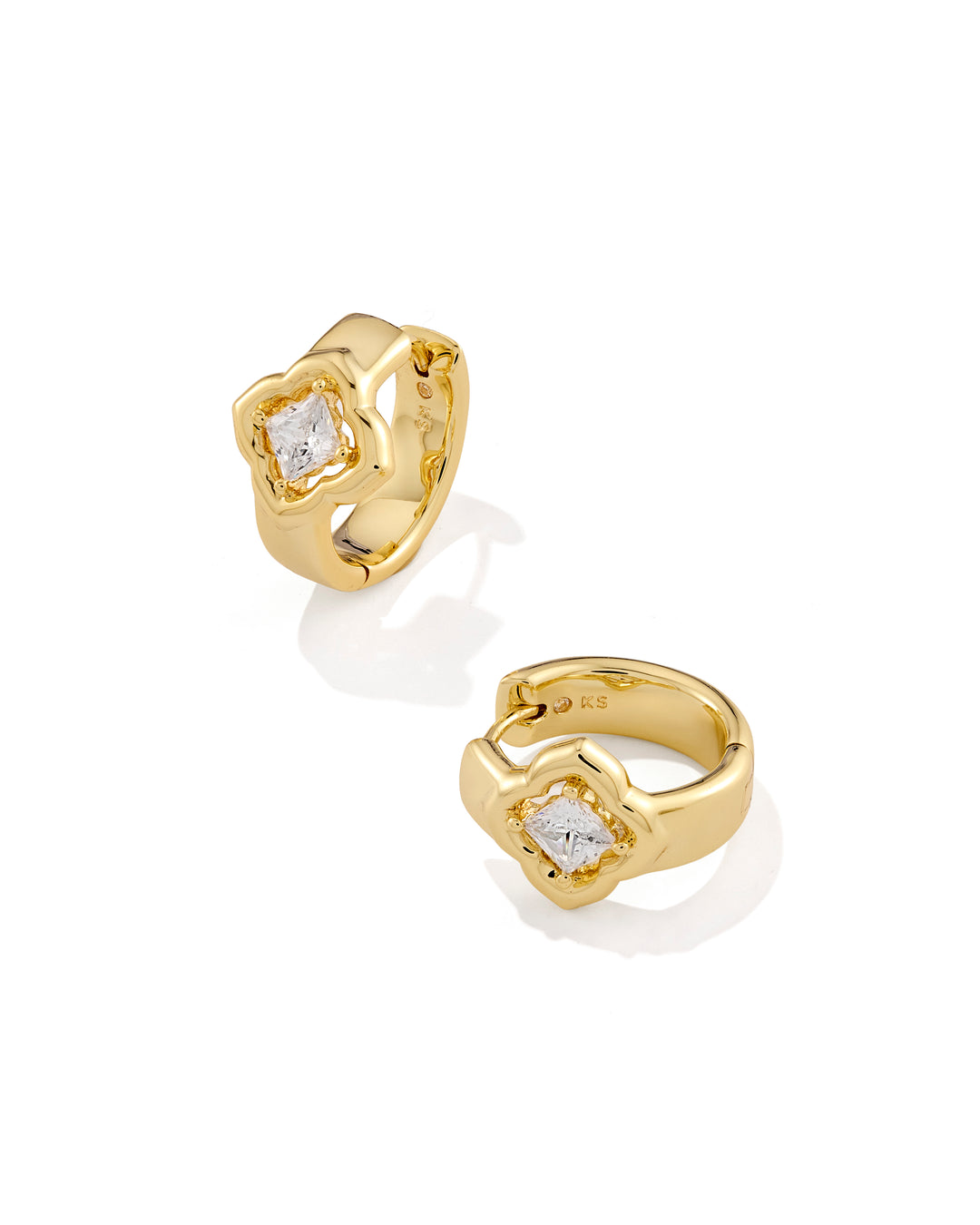 Mallory Crystal Huggie Earrings - Gold White CZ