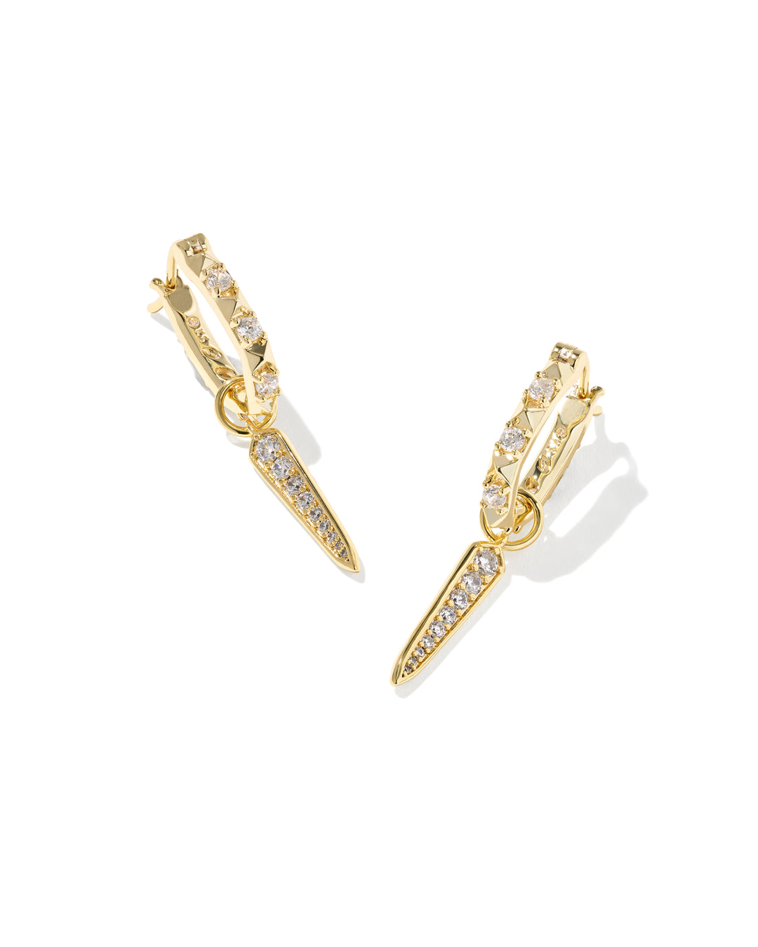 Fate Charm Huggie Earrings - Gold White CZ