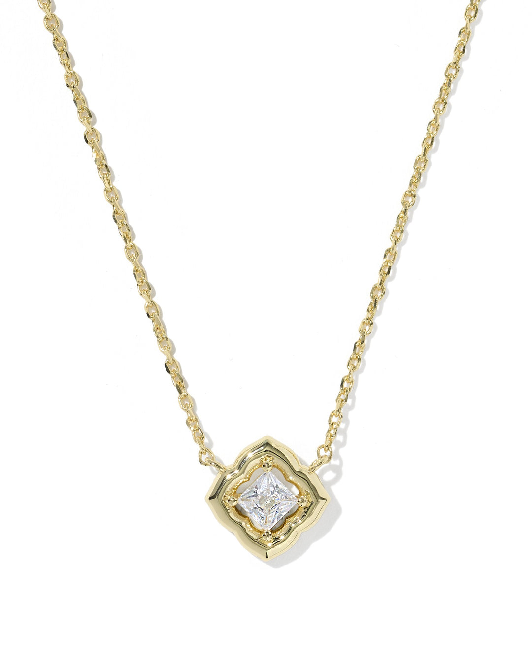 Mallory Crystal Short Pendant Necklace - Gold White CZ
