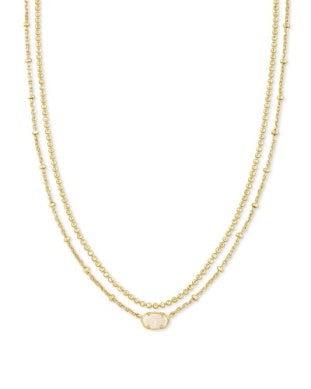 EMILIE MULTI STRAND NECKLACE - Gold Iridescent Drusy