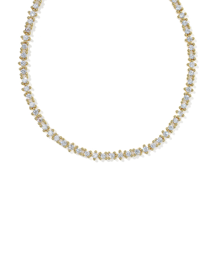Fate Tennis Necklace in Gold White CZ