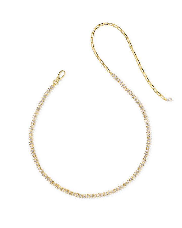 Fate Tennis Necklace in Gold White CZ