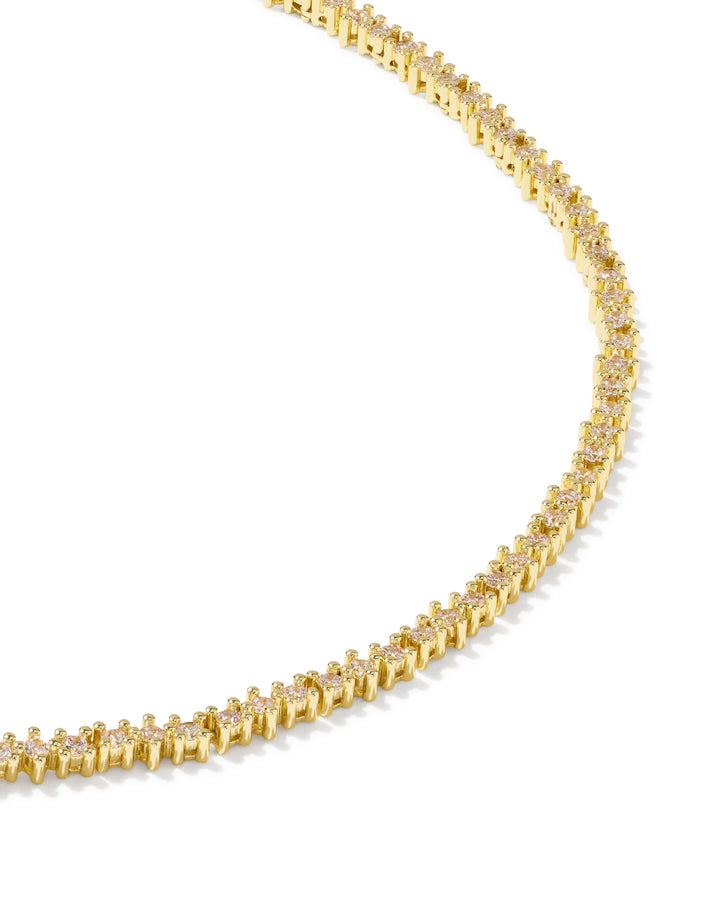 Fate Tennis Necklace in Gold White CZ