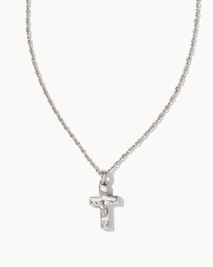 CROSS PENDANT NECKLACE - Rhodium