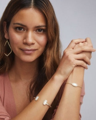 ELTON CUFF BRACELET - Gold Ivory Mother of Pearl