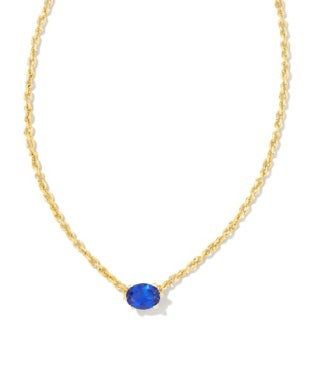 CAILIN CRYSTAL PENDANT NECKLACE - Gold Blue Crystal