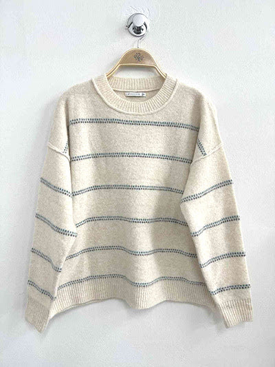 Grace Sweater - Oatmeal/Blue