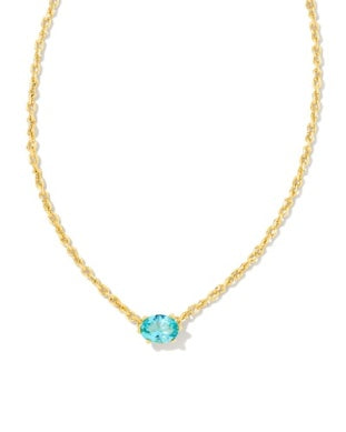 CAILIN CRYSTAL PENDANT NECKLACE - Gold Aqua Crystal