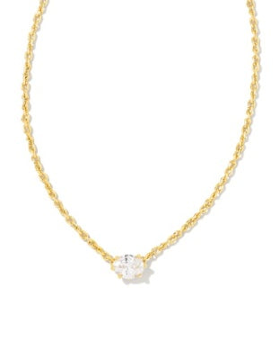 CAILIN CRYSTAL PENDANT NECKLACE - Gold Metal White