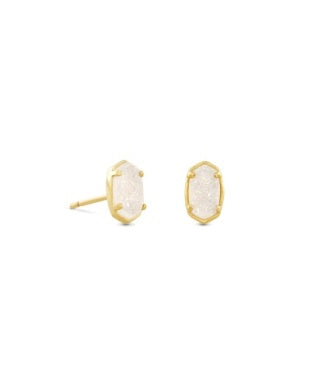 EMILIE STUD EARRINGS - Gold Iridescent Drusy