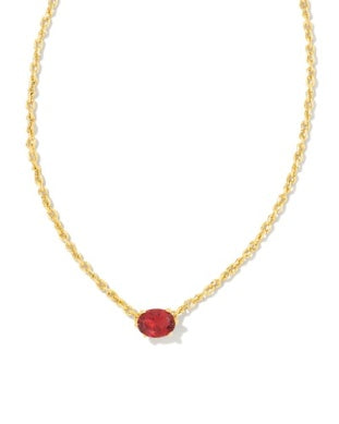 CAILIN CRYSTAL PENDANT NECKLACE - Gold Burgundy Crystal