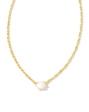 CAILIN CRYSTAL PENDANT NECKLACE - Gold Ivory Mother Of Pearl