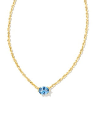 CAILIN CRYSTAL PENDANT NECKLACE - Gold Blue Violet Crystal