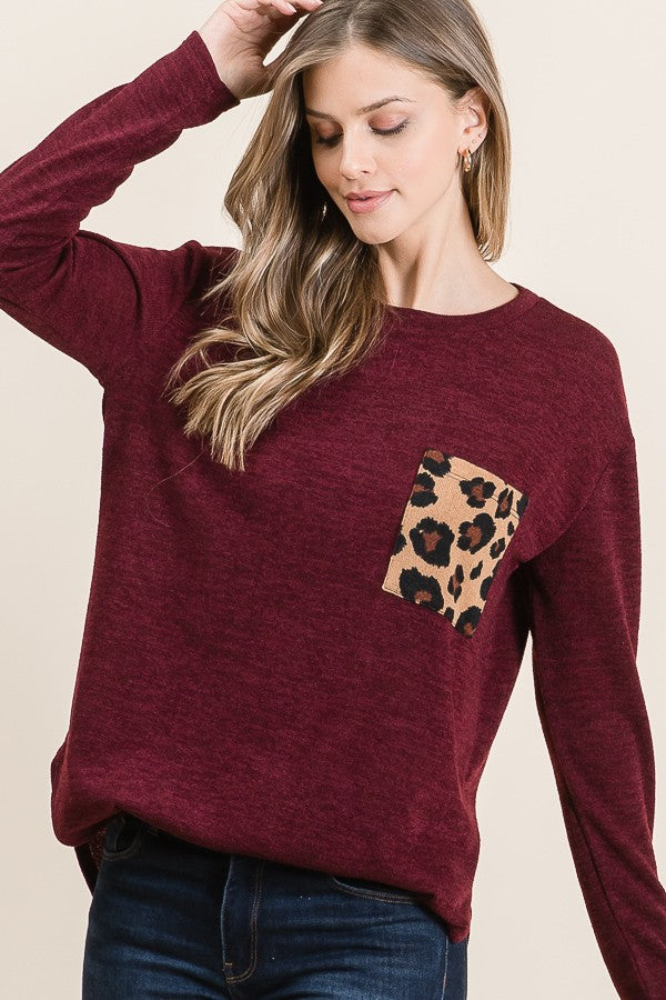 Burgundy Leopard Knit