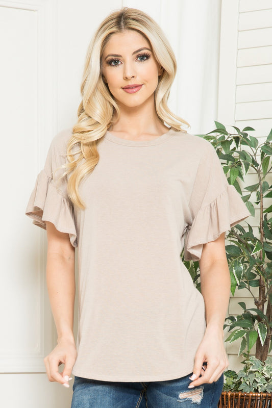 Taupe Ruffle Sleeve