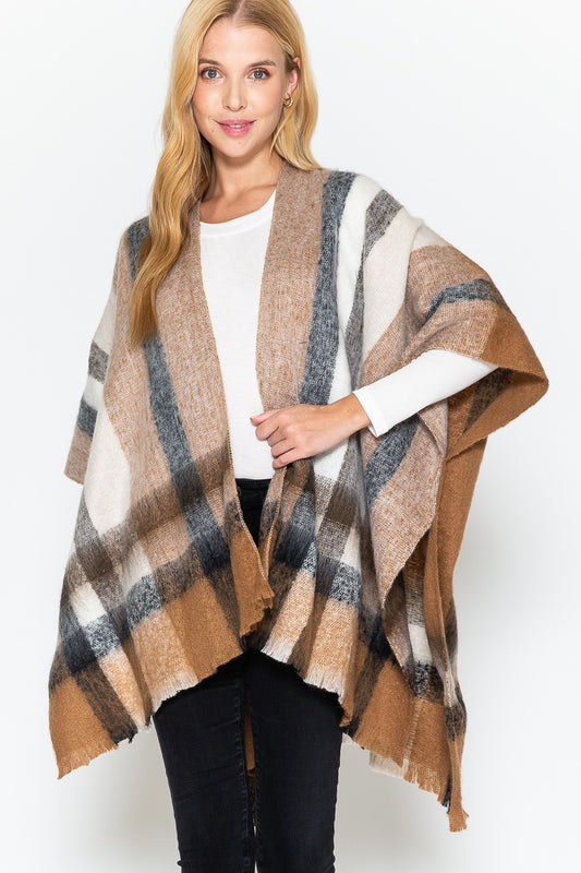 Brushed Plaid Kimono