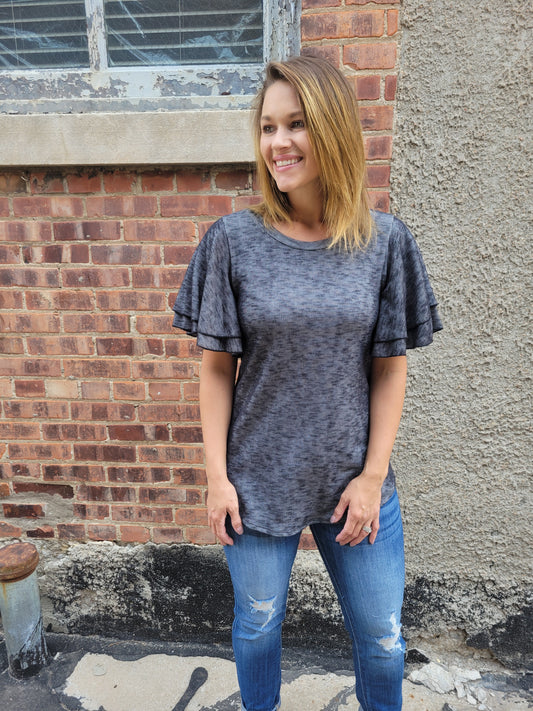 Ribbed Ruffle Sleeve - Small