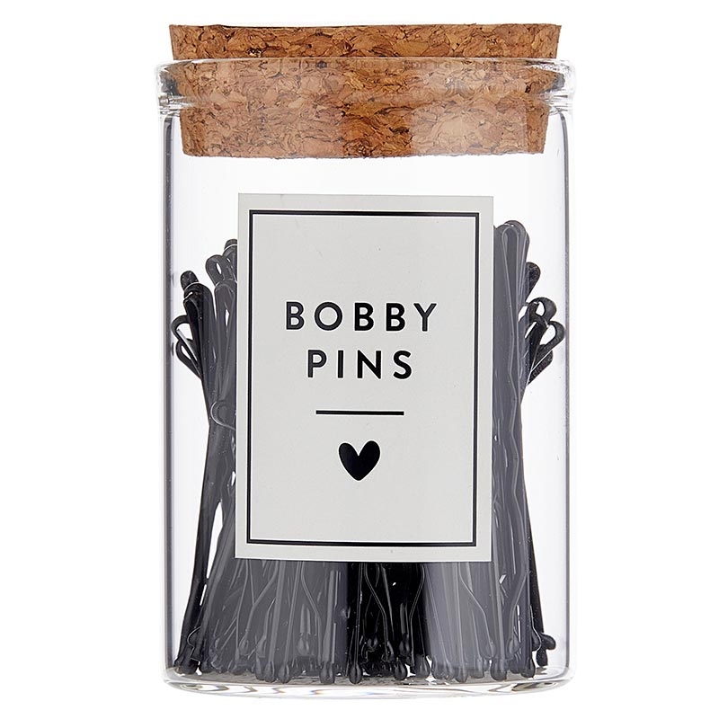 Black Bobby Pins in Jar - Standard