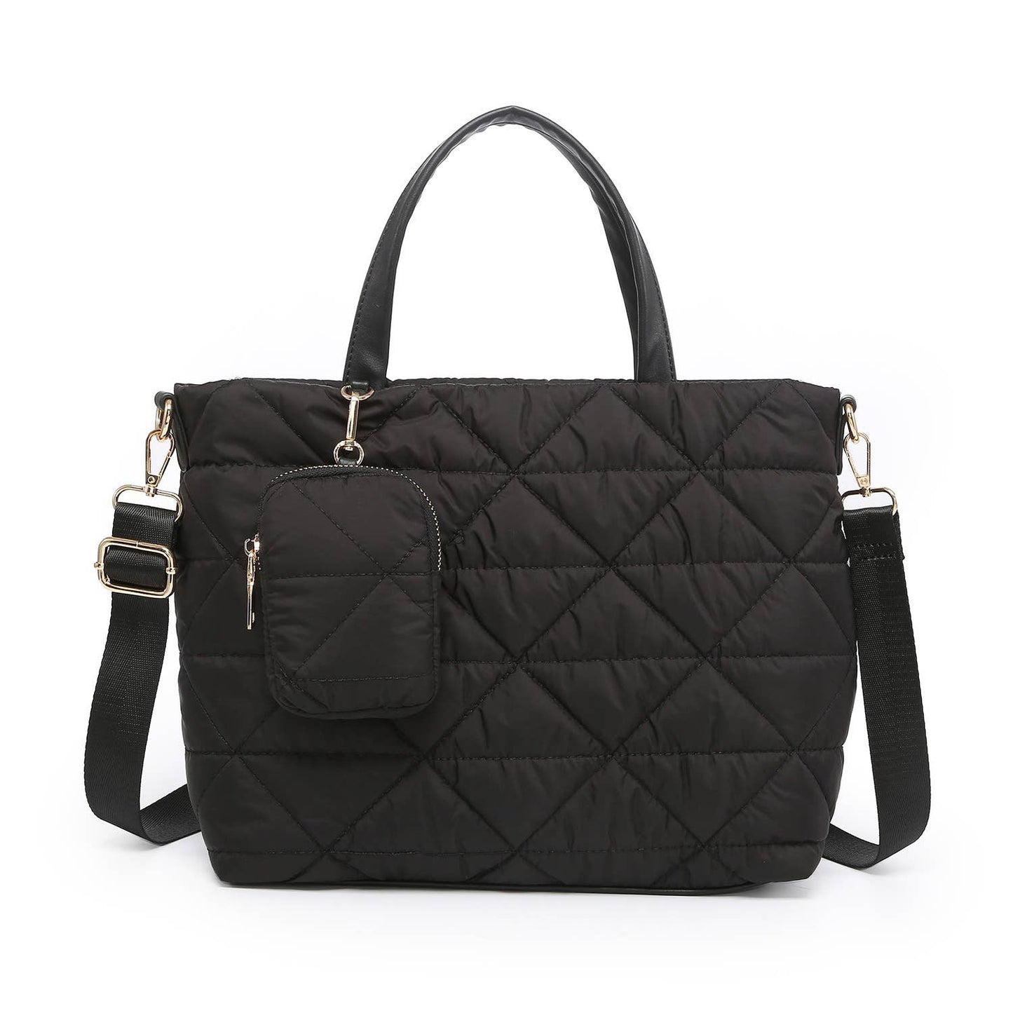 Scout Quilted Nylon Tote w/ Pouch - Black