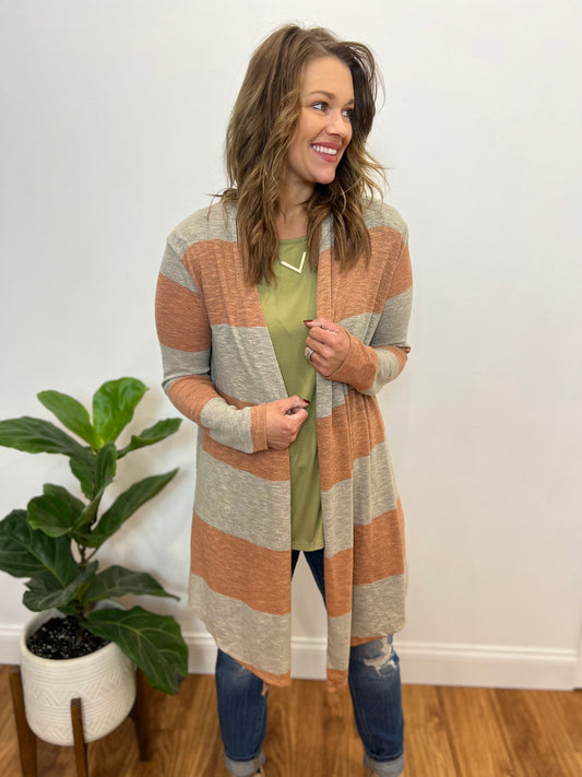 Rust Stripe Cardigan XL